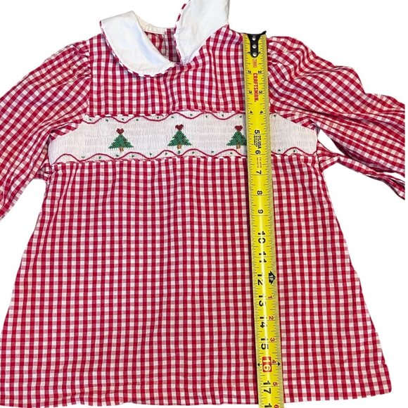 Little English Christmas Smocked Dress • Red Gingham • Girls 5 - Picture 4 of 6